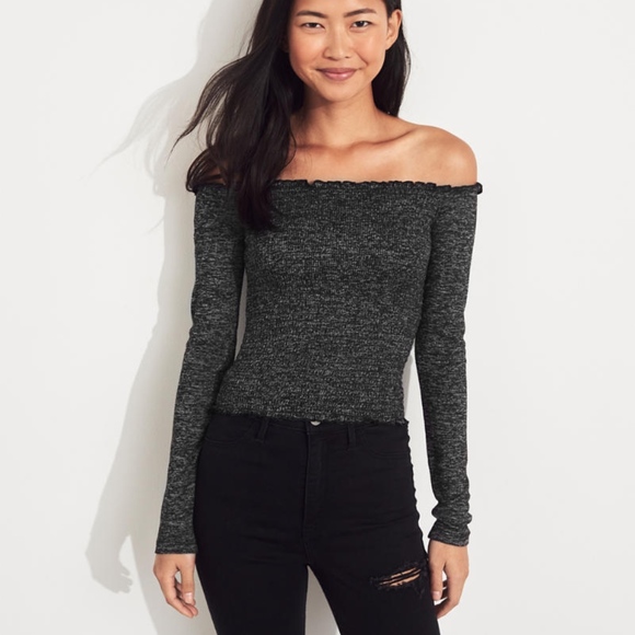 hollister smocked off the shoulder top